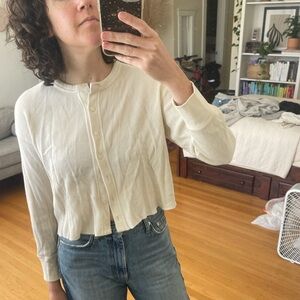Everlane Womens Waffle Button Down Cardigan, size small